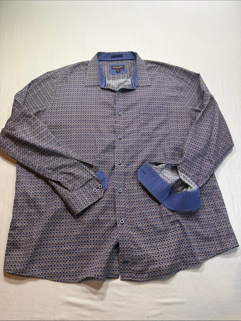 Johnston & Murphy Men’s XXXL Geometric Print Long Sleeve Button Down Shirt 3XL